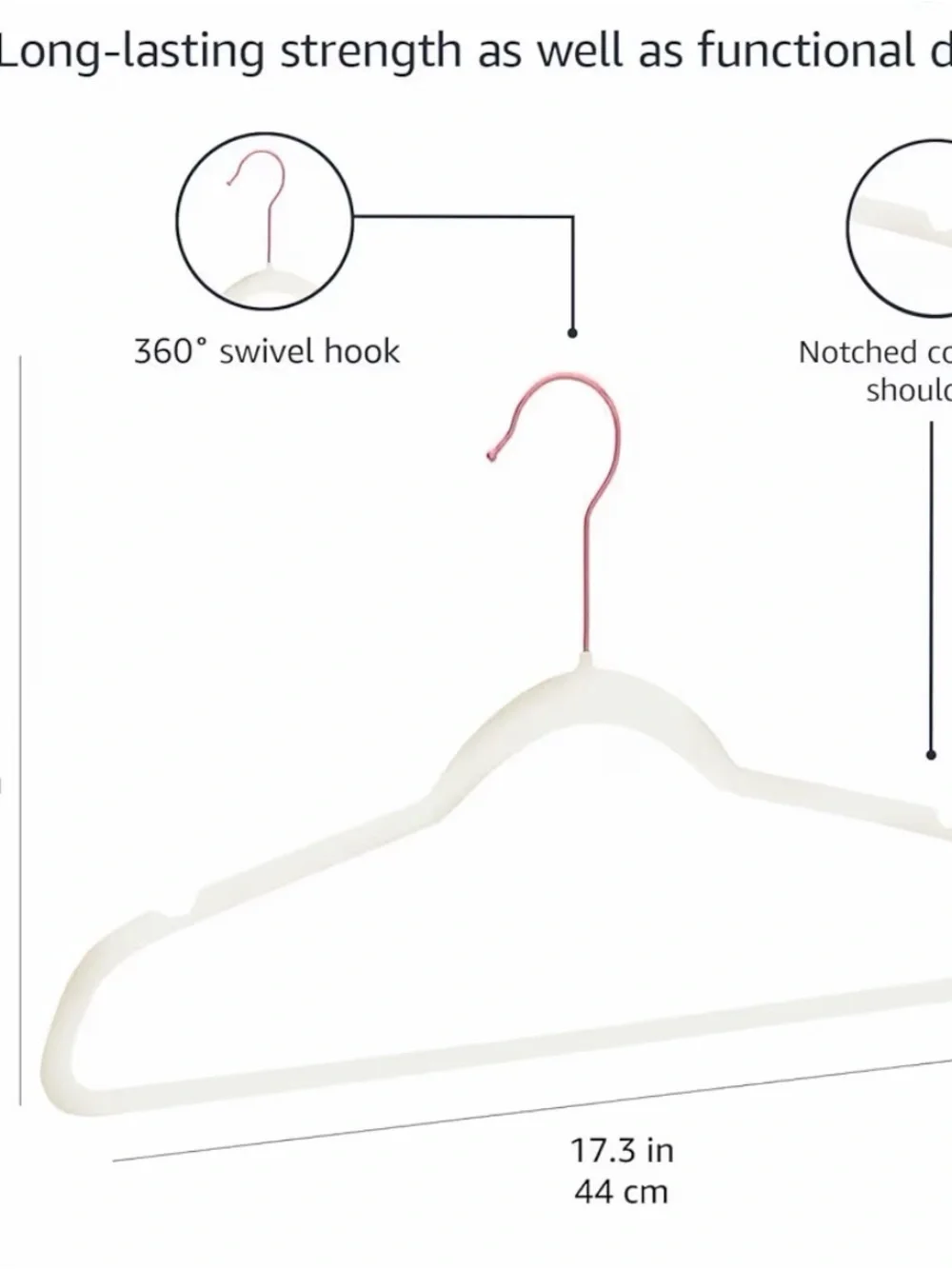 White Velvet Hangers with Rose Gold Hooks - 50 Pack